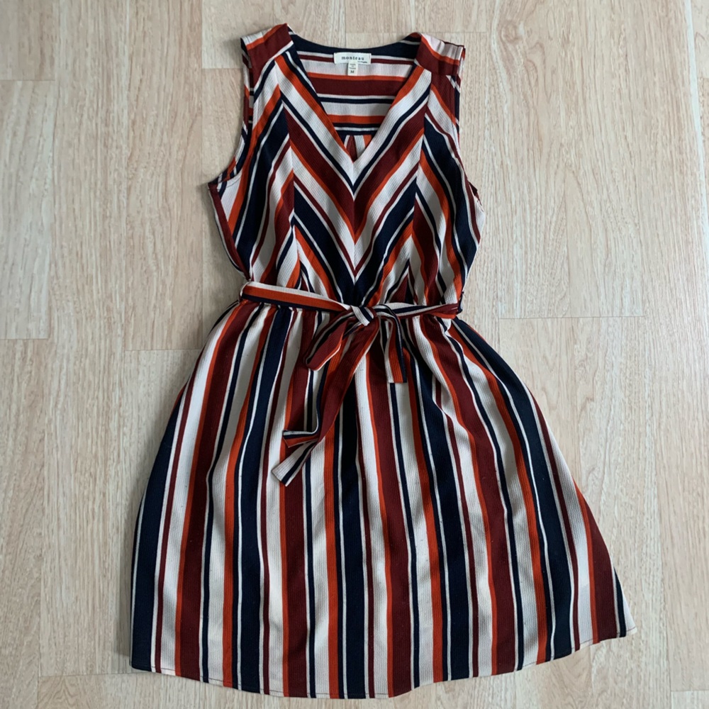 Monteau Women’s Striped Pleated Dress, size M